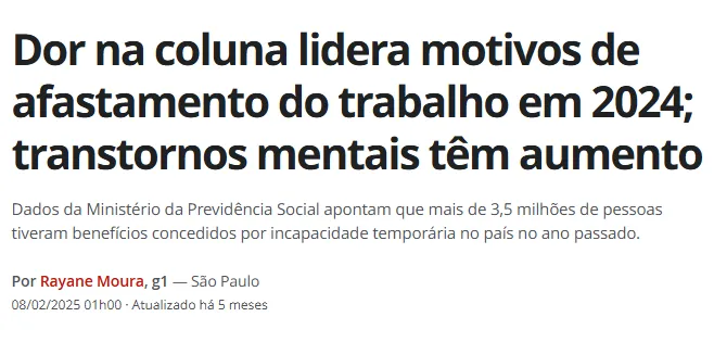 Manchete sobre dor crônica